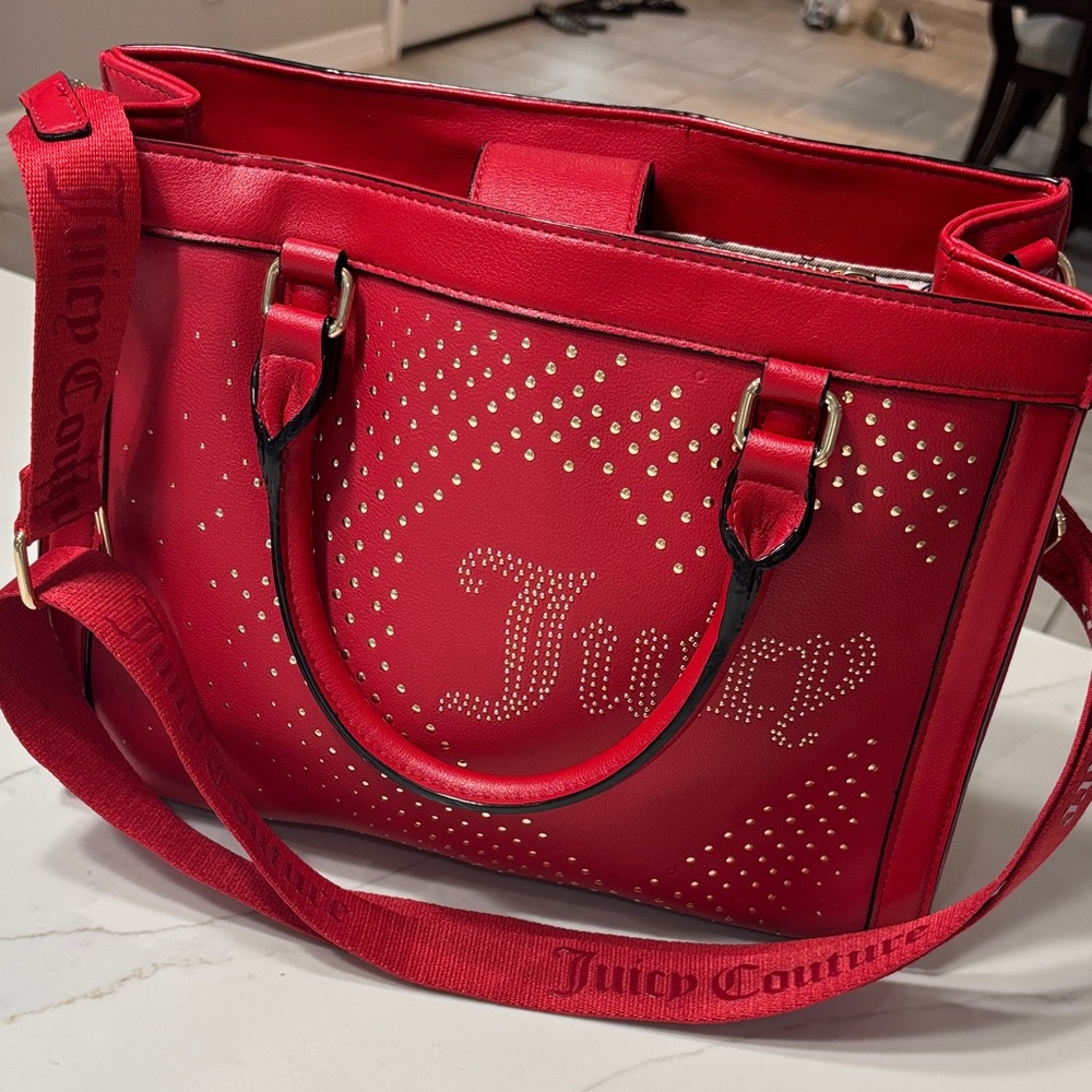 Juicy Couture Red Tote with Studded Design